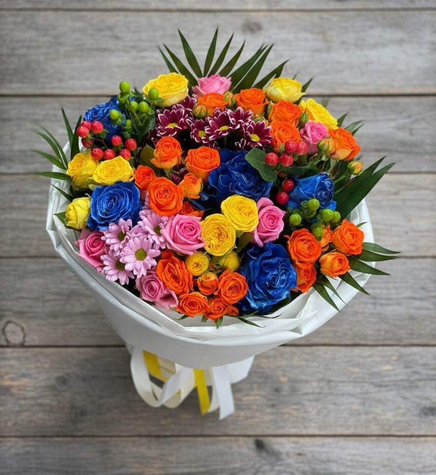 Букет цветов из: Розы и Хризантемы в Комсомольске Кемеровской области