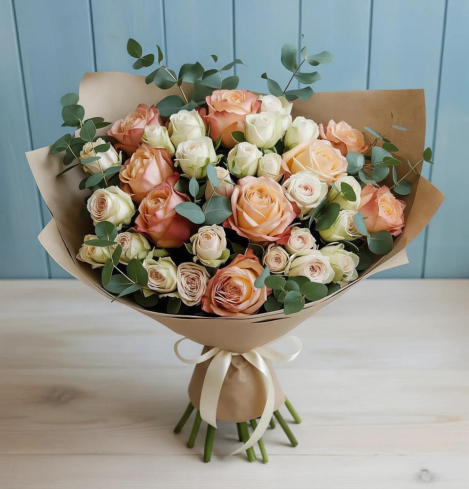 Букет цветов из: Альстромерии и Розы в Комсомольске Кемеровской области