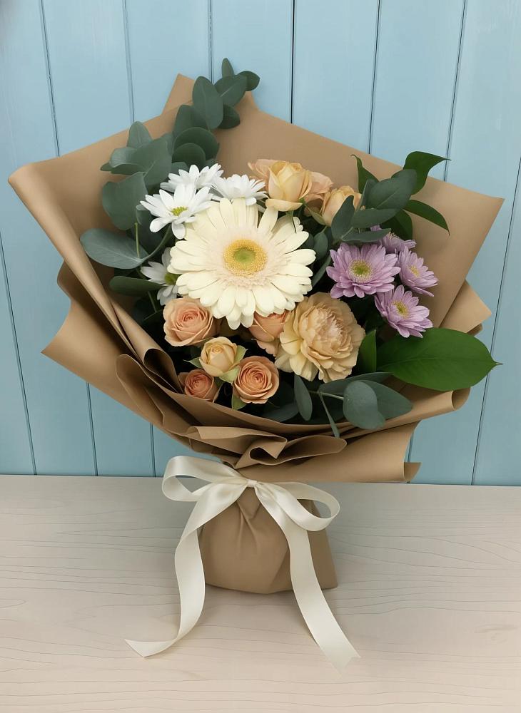Букет цветов из: Герберы и Хризантемы в Комсомольске Кемеровской области