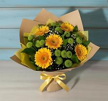 Букет цветов из:  Герберы и Хризантемы в Комсомольске Кемеровской области