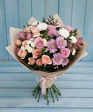 Букет цветов из:  Хризантемы, Розы и Альстромерии #REPLACE_PRED# Комсомольске Кемеровской области