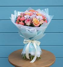 Букет цветов из:  Хризантемы и Розы в Комсомольске Кемеровской области