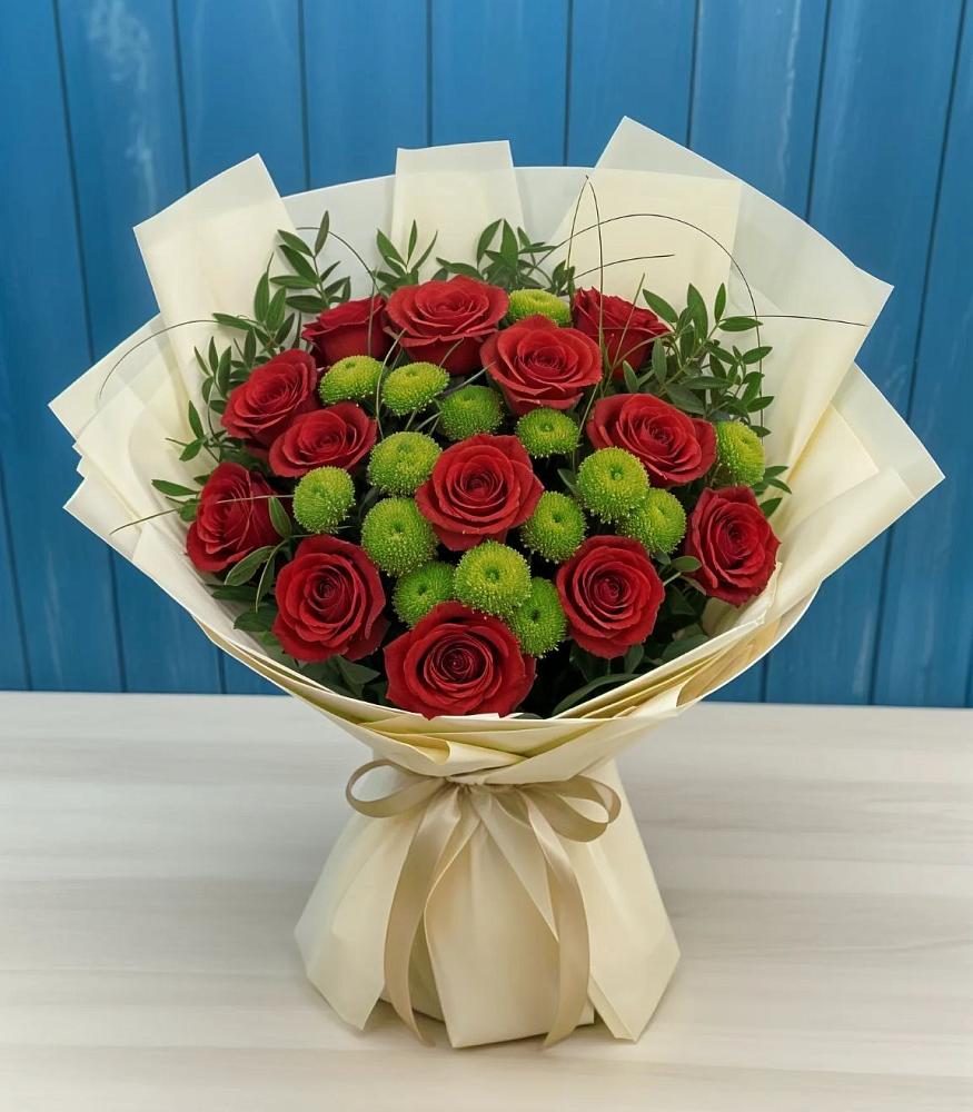 Букет цветов из: Розы и Хризантемы в Комсомольске Кемеровской области