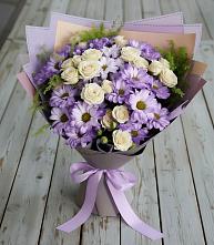 Букет цветов из:  Хризантемы и Розы в Комсомольске Кемеровской области